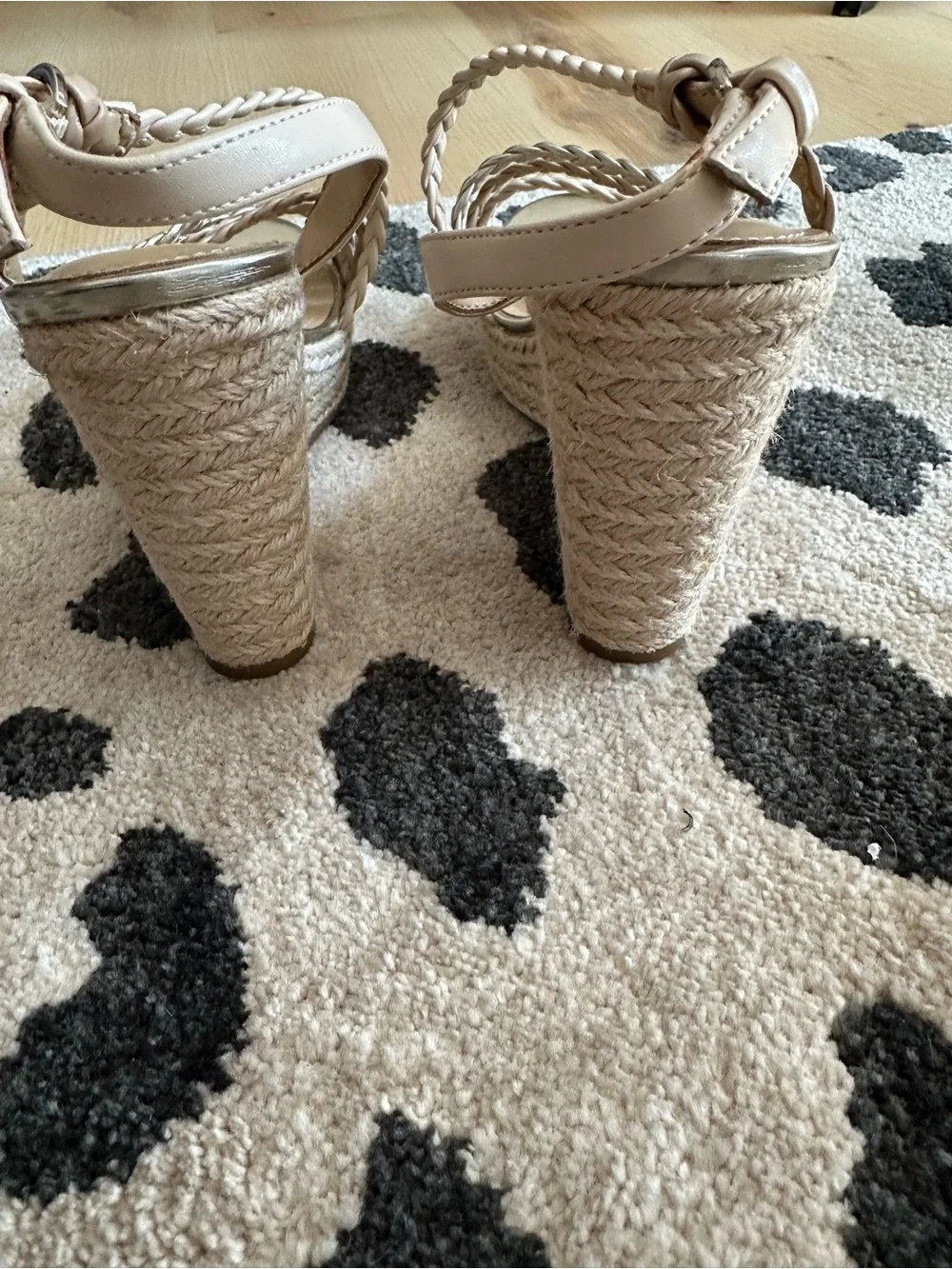 Nine West Beige and Silver Braided Espadrille Heels
